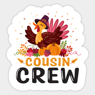 Cousin Crew Turkey Cute Family Thanksgiving Pajamas Sticker